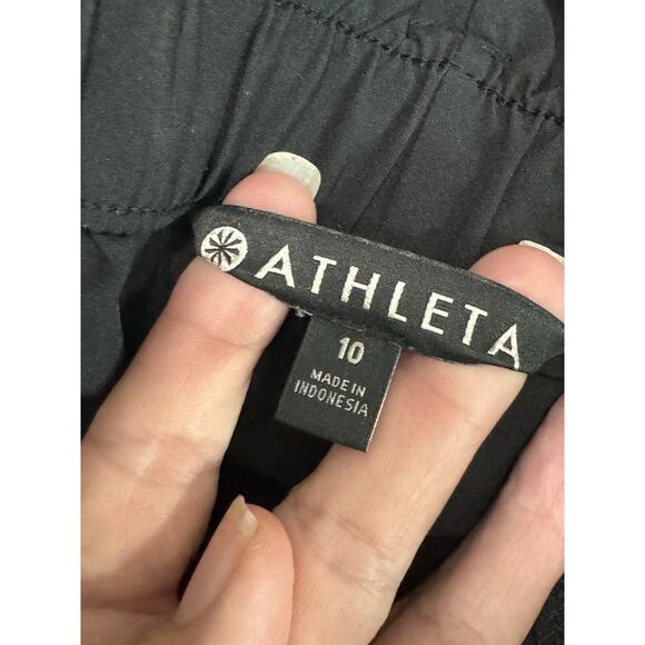 Athleta Skyline Travel Pants Paper Bag High Waist Tie Belted Black Activewear 10 - Picture 9 of 10